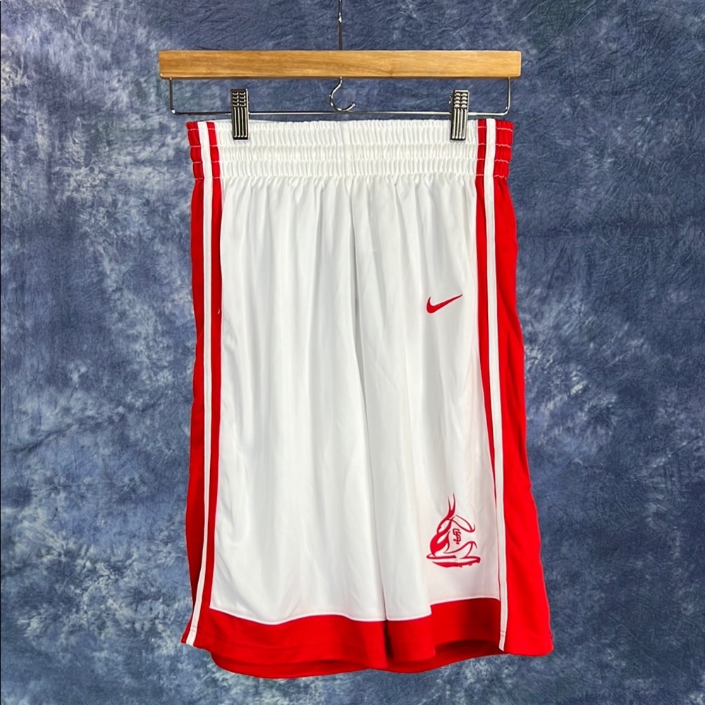Nike White and Red Sports Shorts
